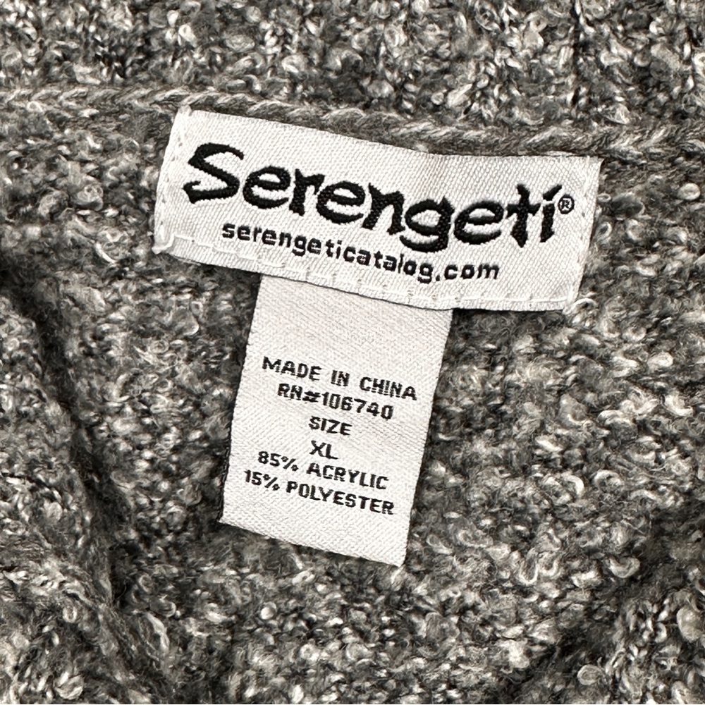 Serengeti Gray  with Black Buttons  Front Closing Batwing  Cardigan, XL - Picture 2 of 5